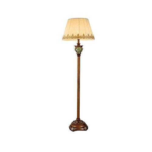 LKK-KK Floor Lamp, European Retro Resin Floor Lamp Compatible with Living Room Studyroom Tall Standing Lamp with Hand Painted Lampshade - Design Fixture Lighting