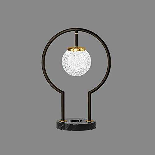 NAMFHZW Simplicity Brushed Brass Bedside Desk Lamp LED With Bulb Marble Base Table Lamp Modern Bedroom Nightstand Lamps Living Room Vanity Decoration Lighting Fixture H14.58in