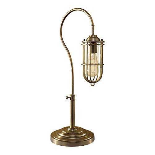 Table Lamp - Up and Over Loop Style - Lamp Cage - Alter Height - Dark Antique Brass - LED E27 60W Bulb