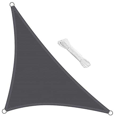 swift Sun Shade Sail Right Triangle 3x3x4.25 Meter HDPE Breathable 98% UV Block Garden Patio Outdoor Sunscreen Awning Canopy with Free Ropes, Anthracite