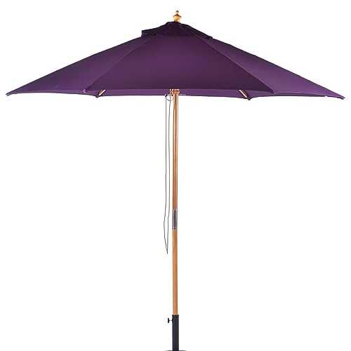 BrackenStyle Wooden Garden Parasol – Pully Operated and Machine Washable Garden Umbrella (Purple)