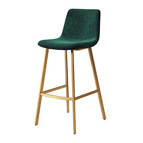 DFBGL Modern Velvet Bar Stools, Kitchen Counter Stools with Gold/Black Metal Legs and Gold-plated Footrest, Bar Chairs for Breakfast Bar (Pink/Black/Grey/Green/Blue),Green+Gold,75cm(29.5inch)