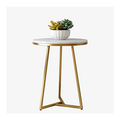 zlw-shop Sofa Table for Living Room Small Round Table Coffee Table Nordic Sofa Side Table Round Modern Minimalist Iron Marble Living Room Golden Corner Table End Table (Size : A)