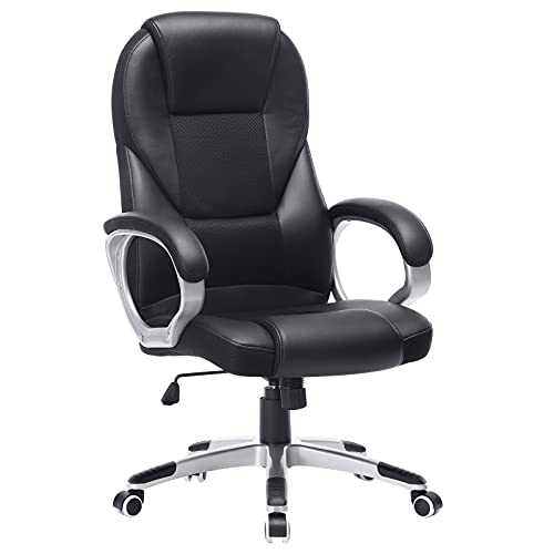 SONGMICS Executive Office Chair with High Back, Durable and Stable, Height Adjustable, Ergonomic, Black, OBG22BUK