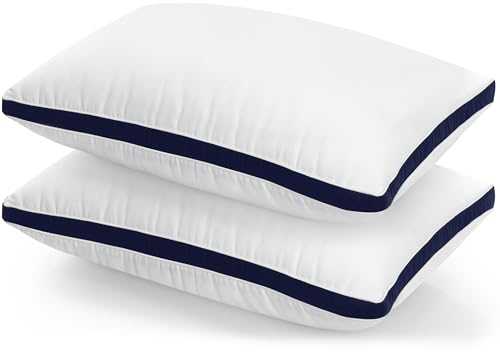 Utopia Bedding Sleeping Pillows 2 Pack, Cotton Blend Cover Bed Pillows , Premium Quality Soft Pillows for Front, Back and Side Sleepers (Navy Blue, 45 x 66 cm)