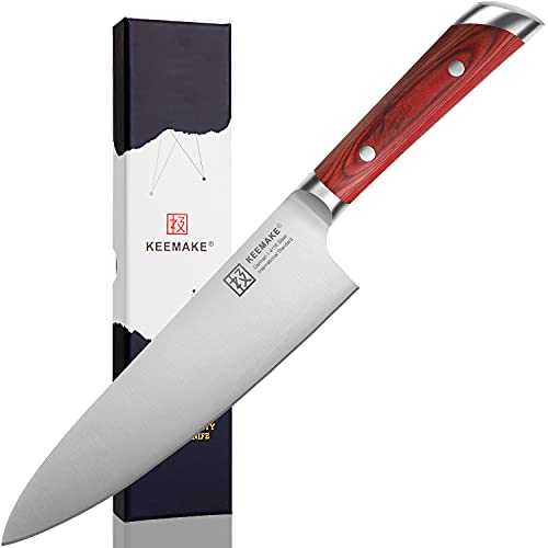 KEEMAKE Chef Knife 8 inch Professional- Kitchen Knife- Best Ultra Sharp High Carbon German Stainless Steel Blade, Full Tang Ergonomic Pakkawood Forged Handle Cooking Knife