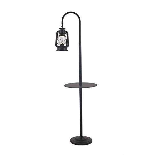 IW.HLMF HKLP Vintage Living Room Lamp, E27 Floor Lamp Black Metal Reading Standing Lamp with Glass Hanging Shade Retro Tall Lamp for Living Room Bedrooms and Office