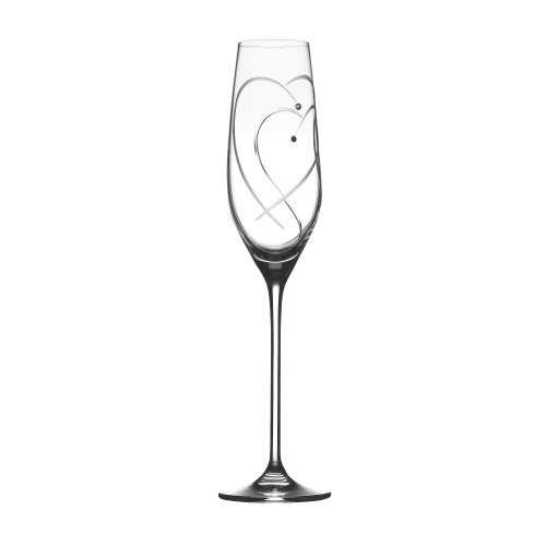 Royal Doulton Promises CITOFL24555 Champagne Flute 'Two Hearts Entwined' 160ml, Pair, Crystal, Crystalline