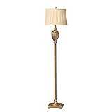 Floor Lamp, Berg Crystal Antique Brass Floor Lamp for Living Room Bedroom Lounge Modern Metal Standing Lamps 61"H, Linen Shade (Gold)