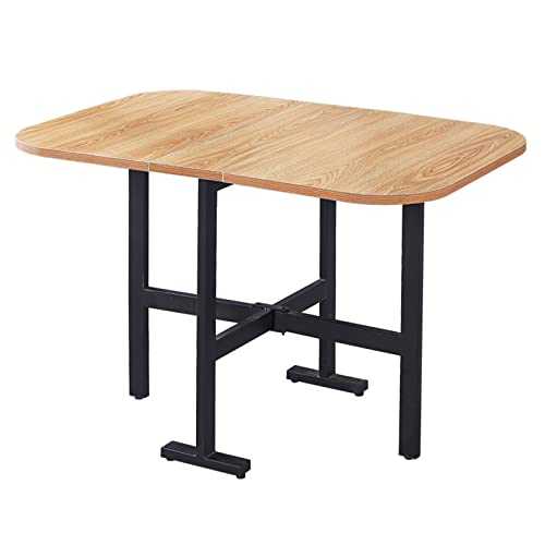 oiakus Drop Leaf Kitchen Table, Folding Small Dining Table, Multifunctional Dining Table, Tri-folding Space Saving Adjustable Wood Table for Dining Room Kitchen