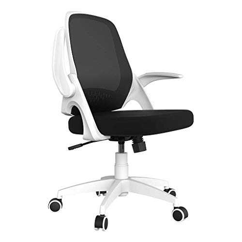 Hbada Office Chair Desk Chair Flip-up Armrest Ergonomic Task Chair Compact 120° Locking 360° Rotation Seat Surface Lift Reinforced Nylon Resin Base, White