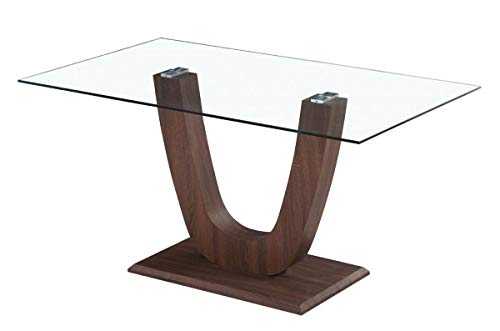 Capri Dining Table Clear Glass Walnut, Dining Table For 6, Dining Table Modern, Dining Table Rectangle, Dining Table Only, 1600W x 900D x 760H