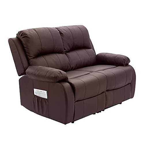 Panana Faxu Leather Recliner 2 Seater Sofa Reclining Chairs Gaming Chair Manual Recliner For Living Room Lounge Office Theater Wingback Armchair (Faux Leather Brown, 2 Seater)