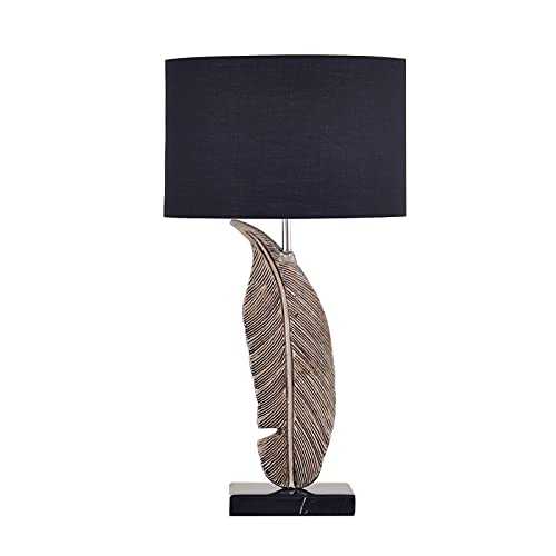 Bedside Lamp for Bedroom Creative Table Lamps Resin Bedside Table Lamps with Fabric Lampshade Retro feather Nightstand Lamps for Home Office Cafe Study Lamp, 23.2"H Table Lamps for Living room
