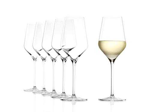 Stölzle Lausitz White Wine Glasses Quatrophil 404 ml, set of 6, on par with mouth blown, premium quality, dishwasher proof
