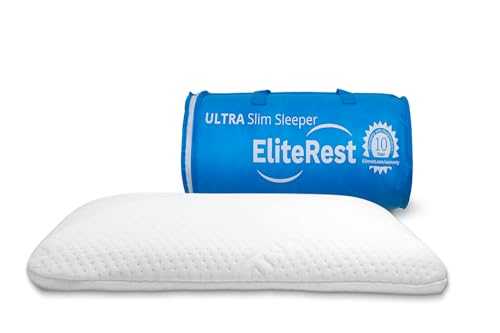 DC Labs Ultra Slim Sleeper Memory Foam Pillow: Extra Low Profile, Cotton Cover, Only 2.5 Inches Thick. Best Flat Pillow for Stomach, Back, or Side Sleepers