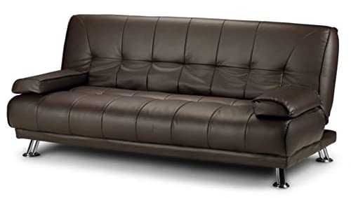Stunning 3 Seat Designer Sofa Bed Faux Leather Chrome New Black Cream Brown (Brown)