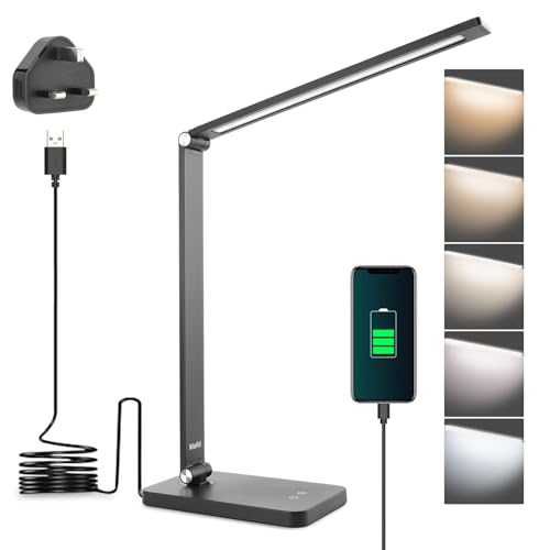 mafiti Desk Lamp, Aluminum Daylight Lamp Touch Control,Eye-Caring Dimmable Foldable Table Lamp for Back to School,Office,Bedroom,Working,Reading,Gift,Black