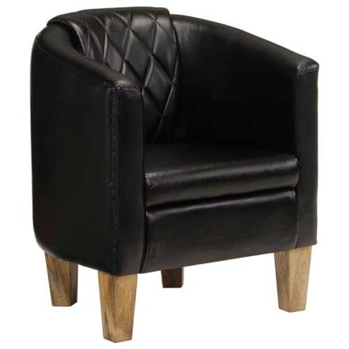 SEVSO Tub Chair Black Real Leather