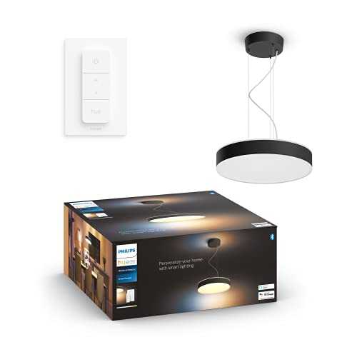 Philips Hue Enrave White and Colour Ambiance Ceiling Pendant Smart Light [Black] Suitable for Kitchen and Dining, With Bluetooth, Works with Alexa, Google Assistant and Apple Homekit