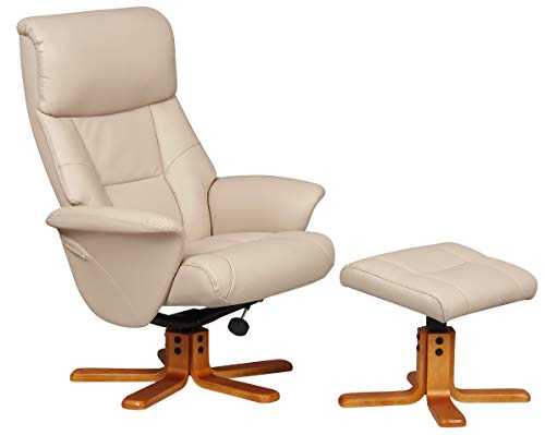 GFA Marseille Faux Leather Swivel Recliner Chair And Footstool In Cafe Latte