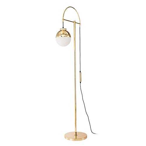 YUQIYU LED Floor Lamp for Living Room- Modern Creative Floor Lamp with A Table,Suitable for Living Room,Den,Office,Bedroom - E27 Bulb - Brushed Brass Finish - Antique Brass