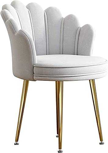 BUYAOBIAOXL Dressing Table Stool Living Dining Room Arm Chair, Ergonomic Kitchen Side Chairs With Metal Legs, Modern Bedroom Upholstered Leisure Vanity Chair (Color : A, Size : Titanium gold feet)