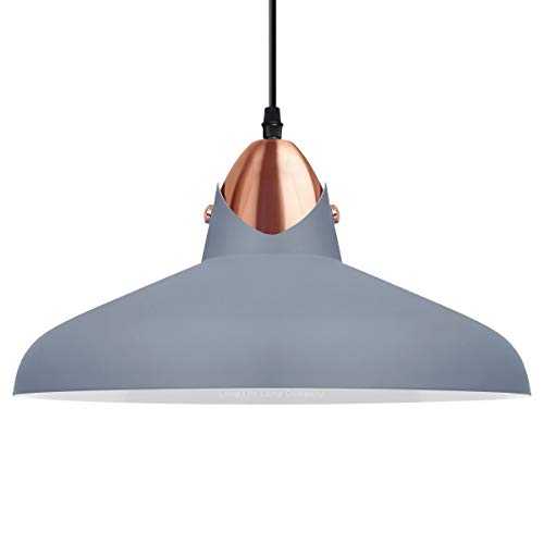 Modern Dome Metal Ceiling Pendant Light Shade Grey Copper Detailing Hanging Kitchen Island Lights M0210