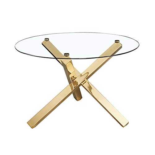 LPD Capri Round Glass Top Dining Table with Gold Finished Legs