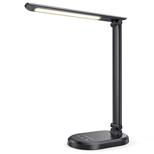 LED Desk Lamp for Study with USB Charging Desk Light - 10 Brightness Level Work Table Lamps Flexible Adjustable, Auto Off, Touch Control, Eye-Caring Bedside Reading lamp for Office, Home, Bedroom