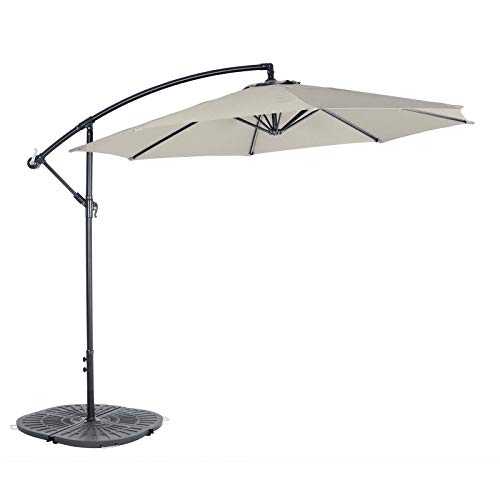 Azuma 3M Garden Parasol Banana Cantilever Sun Shade 8 Panel Umbrella Bistro Style - Silver