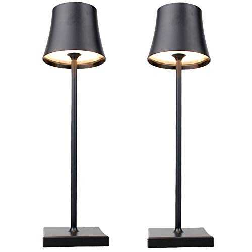 [2pcs] Metal Retro Desk Lamp, Portable USB Rechargeable Cordless LED Table Lamp With Touch Switch,4W Bedside Lamp For Bedroom, Reading, Work,Study,Bars,KTV, Restaurants,Home,2PCS black