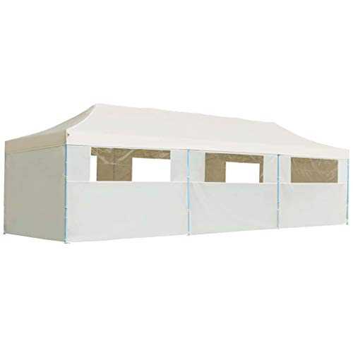 vidaXL Folding Pop-up Party Tent with 8 Sidewalls 3x9m Cream Canopy Gazebo