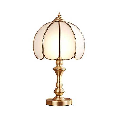 NAMFHZW Modern Glass Shade E27 1-light Table Lamp Brushed Brass Study Reading Lights Vintage Living Room Bedside Desk Lamp Rustic Farmhouse Nightstand Lighting Fixture H19.31in