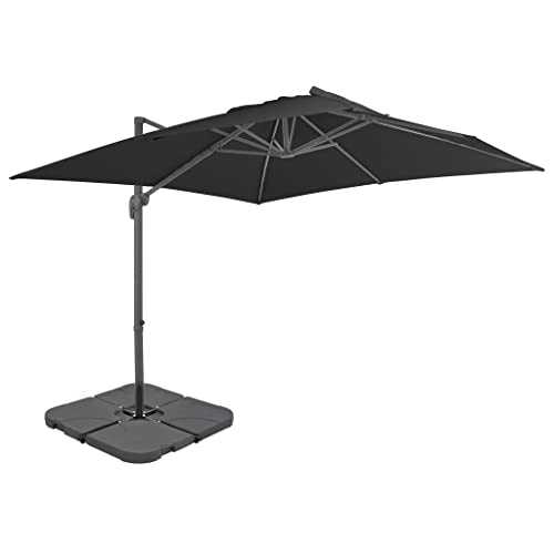 vidaXL Outdoor Umbrella with Portable Base Garden Patio Beach Hanging Parasol Sunshade Sun Protection Anthracite