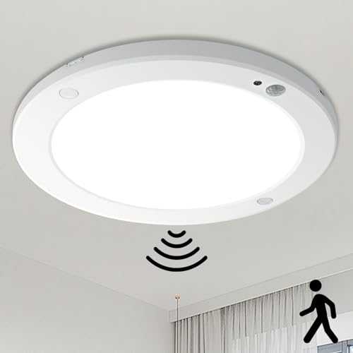 Ultra Thin LED Ceiling Panel Light PIR Motion Sensor, LED Ceiling Lamp Super Bright 18W 1800lm Warm White - 22 * 22 * 1.8cm