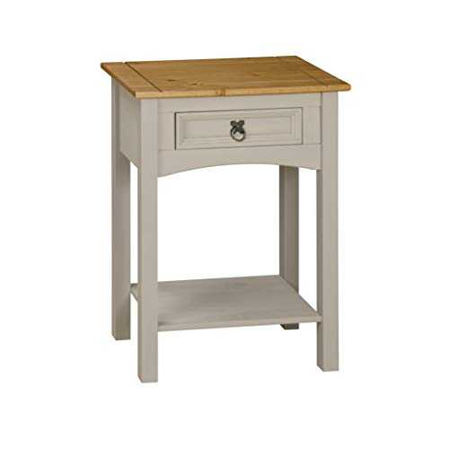 Corona Console Table Pine Grey Wax 1 Drawer Solid Wood Side Table