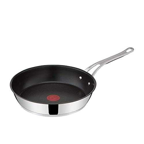 Tefal Jamie Oliver Cook's Classics Stainless Steel Frying Pan, 30 cm, Non-Stick Coating, Heat Indicator, 100% Safe, Riveted Silicone Handle, Oven-Safe, Induction Pan E3060734
