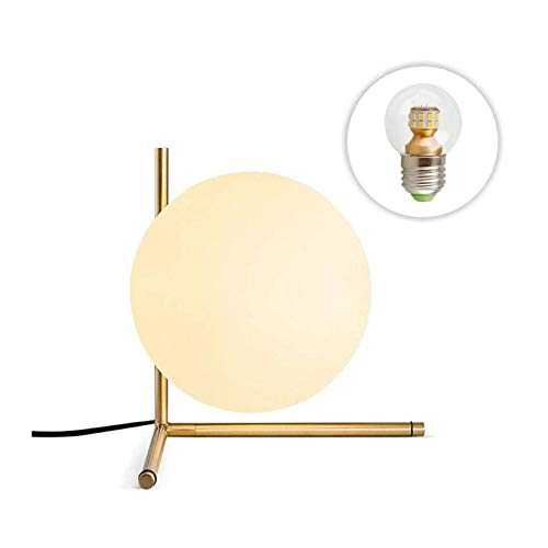 Shosel Mid Century Modern Brass Table Lamp Home Decor Glass Ball and Metal Table Lamp Reading Lamp for Office, Bedroom, Living Room,A
