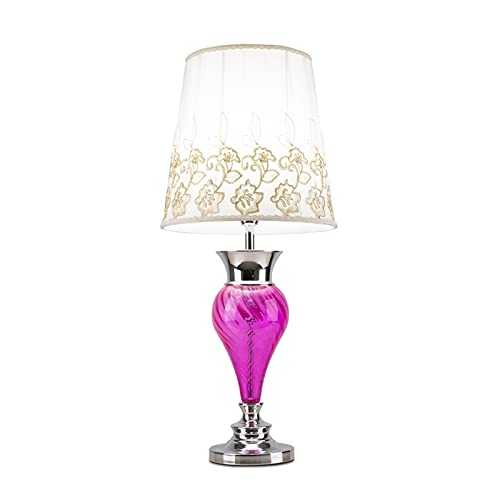 Table lamps Modern Purple Table Lamps Plexiglass Bedside Table Lamps with Fabric Lampshade Luxurious Nightstand Table Lamps for Home Office Restaurant Lamp, 32.2"H Crystal bedside lamp