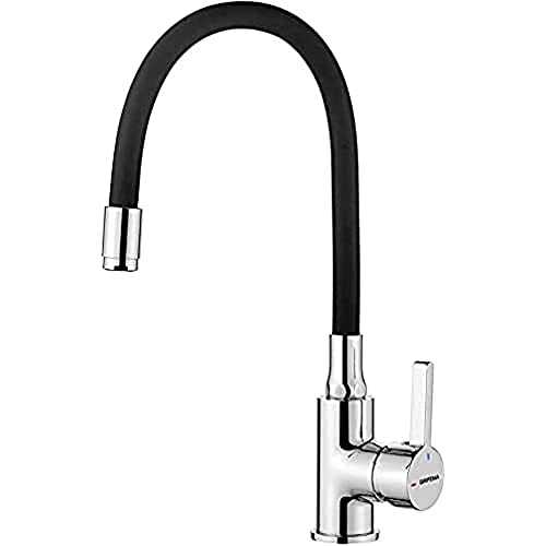 GRIFEMA GRIFERÍA DE COCINA G4002-2 New Kitchen Mixer Tap, Modern Sink Taps with Black Flexible Spout, Chrome