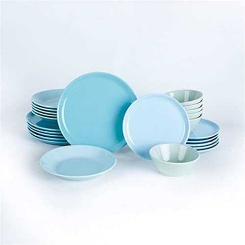Zholuzl Easy to clean Gradient Turquoise Blue Dinnerware 24 Pieces Dinner Plates Compatible with 6 People Tableware Serving Platter Meals High-end custom (Color : Turquoise Blue)