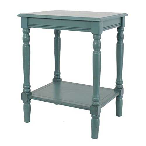 Decor Therapy Side Table, Wood, Antique Iced Blue, 24 x 19.5 x 15.75