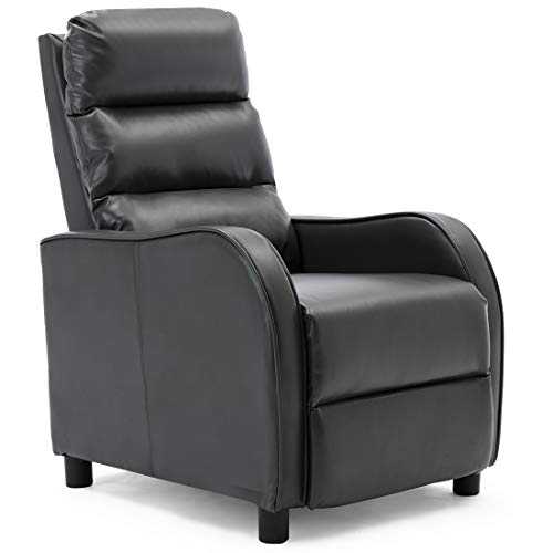 More4Homes SELBY BONDED LEATHER PUSHBACK RECLINER ARMCHAIR SOFA GAMING CHAIR RECLINING (Grey)