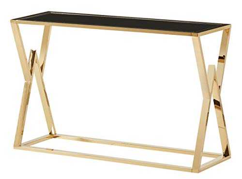 Mombasa Gold Black Glass Console Table, Modern Console Table, Unique Console Table, 1000W x 300D x 750Hmm, Living Room Console Table, Living Room And Hallway Furniture