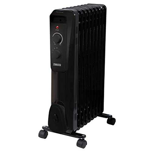 Zanussi ZOFR5004B - 9 Fin Oil Filled Radiator, 3 Adjustable Heat Settings up to 2000W Power, 20m² Room Capacity, Always Cool Carry Handle, Compact Size, Black