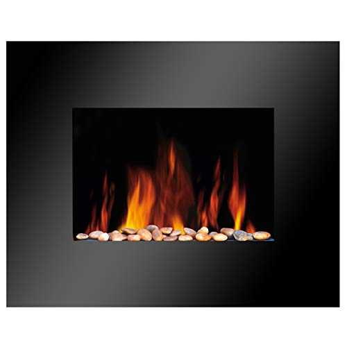 Electric Black Glass Fire Fireplace Compact Wall Mounted Living Flicker Flame