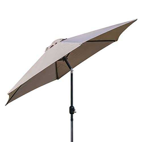 Woodside Large 2.7m Garden Parasol Umbrella with Winding Crank & Tilt Coffee