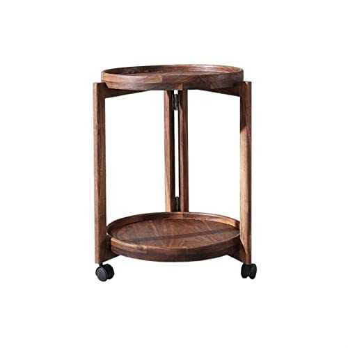 WENMENG2021 Sofa End Table Simple Round Side Table Retro Side Table Wooden Corner Table with Casters Creative Small Tea Table Balcony Living Room Bedroom Mobile Side Table