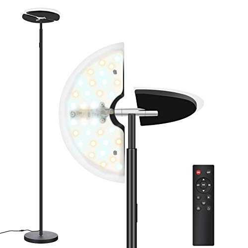 LED Floor Lamp, Bomcosy Modern Standing Light, 3 Color Temperatures & Stepless Dimming, 3800 Lumens, Remote & Touch Control, Adjustable Uplighter Standing Lamps for Living Room Bedroom Office, 30W